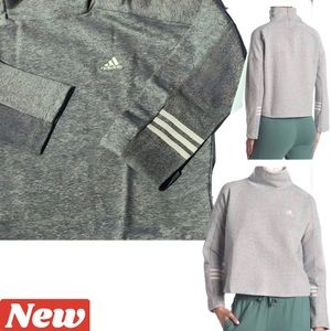 🆕 adidas Comfort Mock Neck Back Zip Sweatshirt Gray
